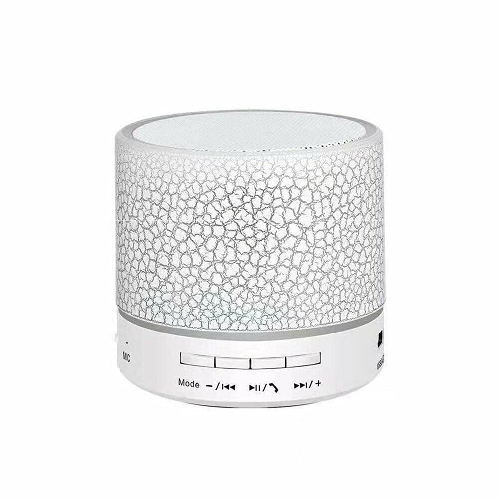 Tec-Digi Portable Wireless Mini Bluetooth Speaker, Super Bass Stereo Rechargeable Speaker With LED Lights, White