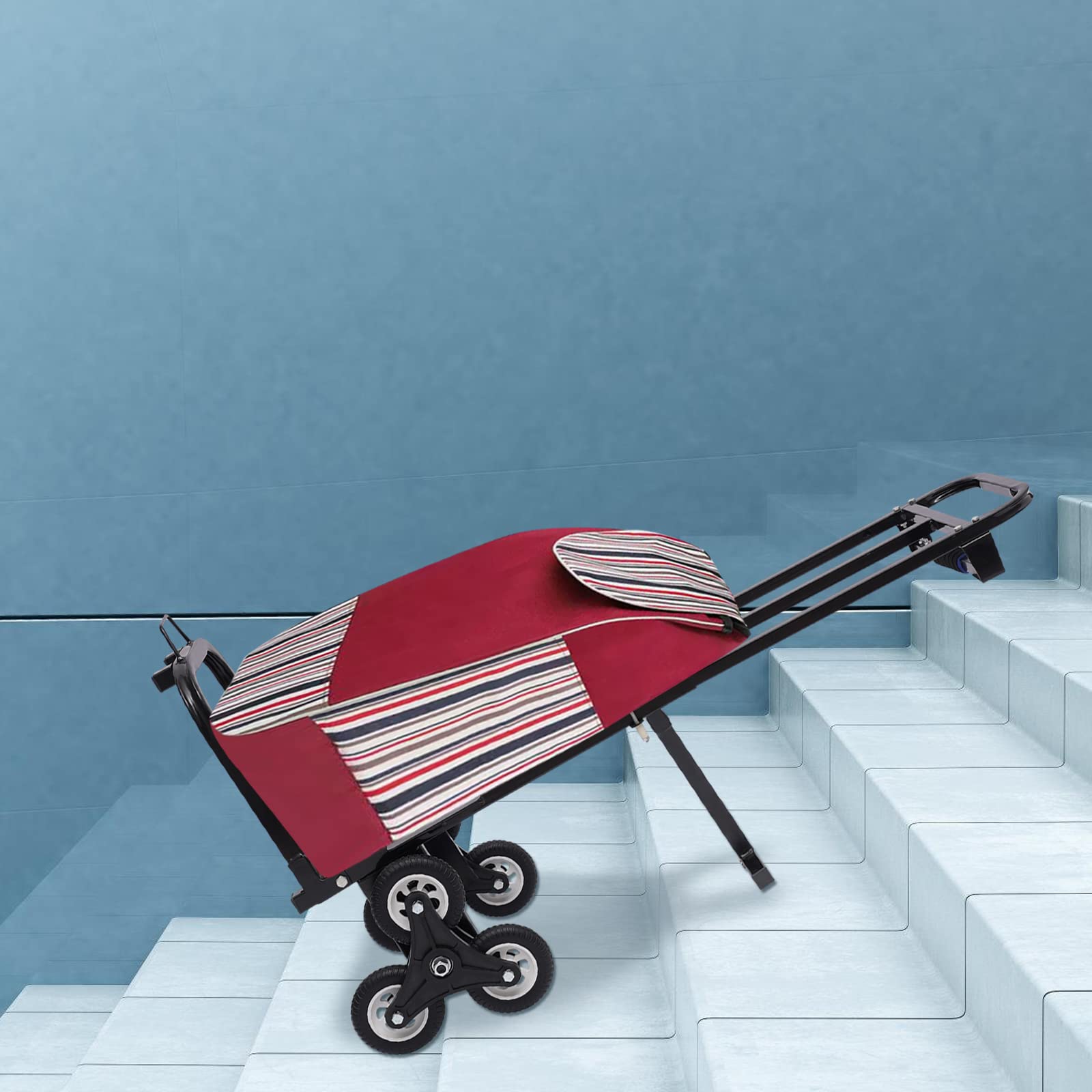 Wózek schodowy, składany, do 210 kg, 6 kół, wózek transportowy, składany, do magazynów, centrów handlowych