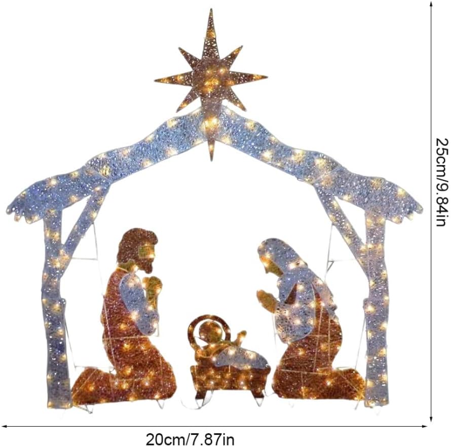 Eioflia Lighted Nativity Scene Easter LED Holy Family Yard Inserting Figurine Light Up Garden Silhouette Outdoor Nativity Scene Lighted Nativity Scene Nativity Figurine with Led Lights Style 2 : Patio, Lawn & Garden