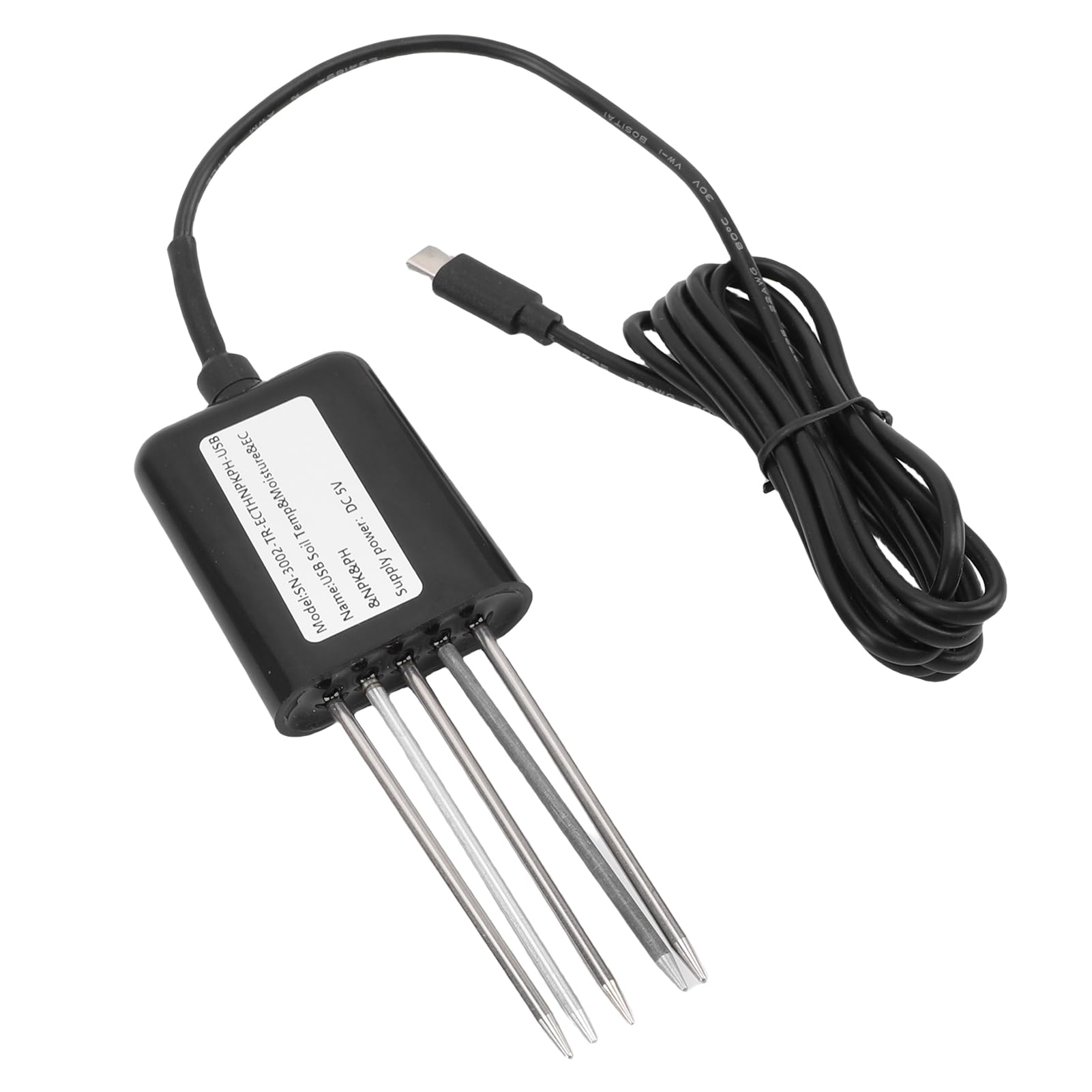 Duokon Medidor de Sensor NPK de Suelo 7 en 1, Detector de Temperatura y Humedad Impermeable de Acero Inoxidable con bajo Consumo de Energía IP68 para Pruebas de Nutrientes en Huertos,