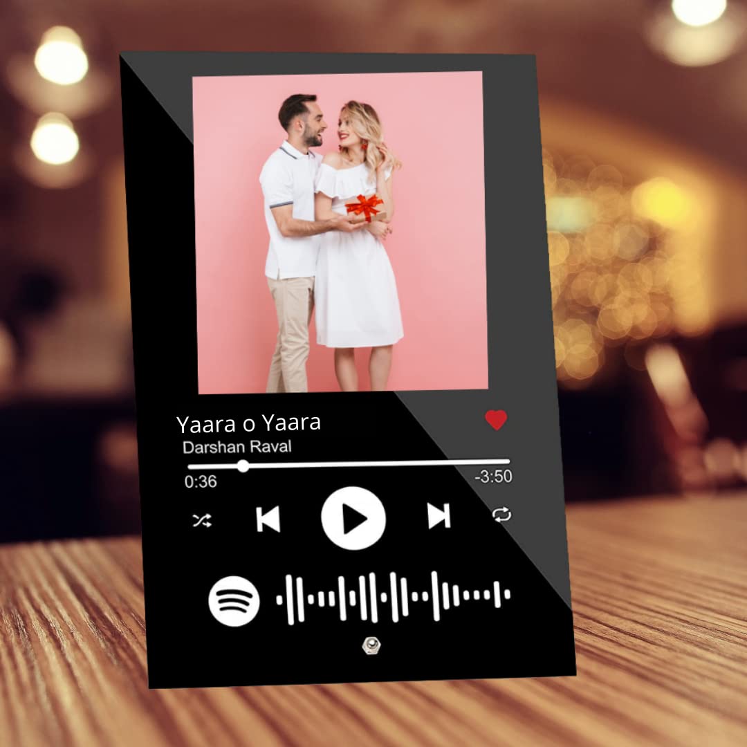 WEHATKE Customized Photo Printed Musical Plaque Personalized Acrylic Spotify Plaque With Scannable Code and Your Photo Keepsake Gifting Item for couples Friend