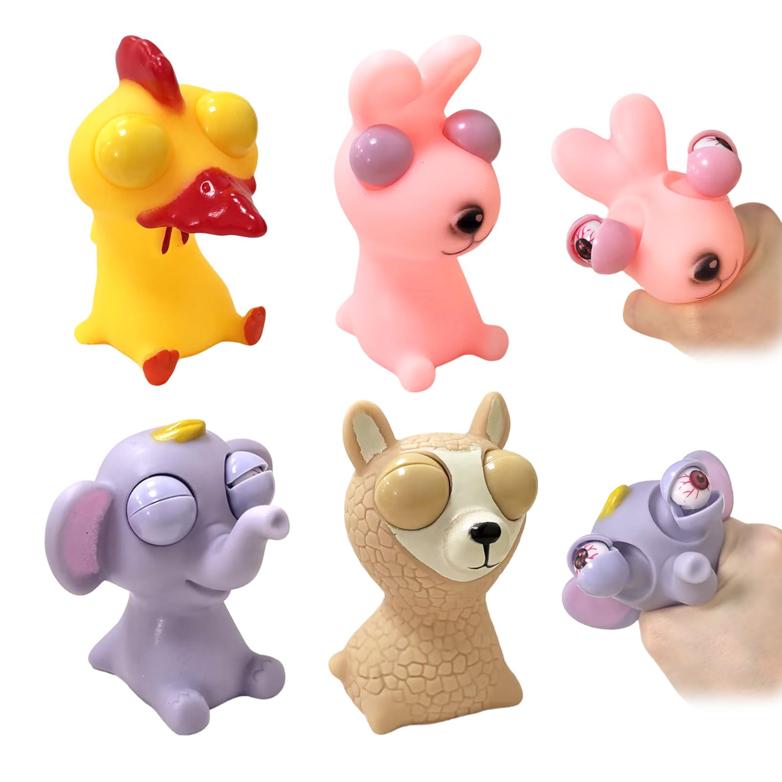 Popping Out Eyes Squeeze Toys 4 Stück, Stressbälle, Stress Squeeze Spielzeug, Quetschball, Fidget Toys, Knautschball, Anti Stress Spielzeug für Erwachsene und Kinder