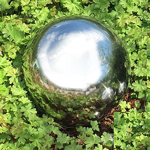 WHW Whole House Worlds Large Crosby Street Stainless Steel Gazing Ball for Homes and Gardens, 10.75 Inches Diameter, Mirror Globe - Thumbnail 6