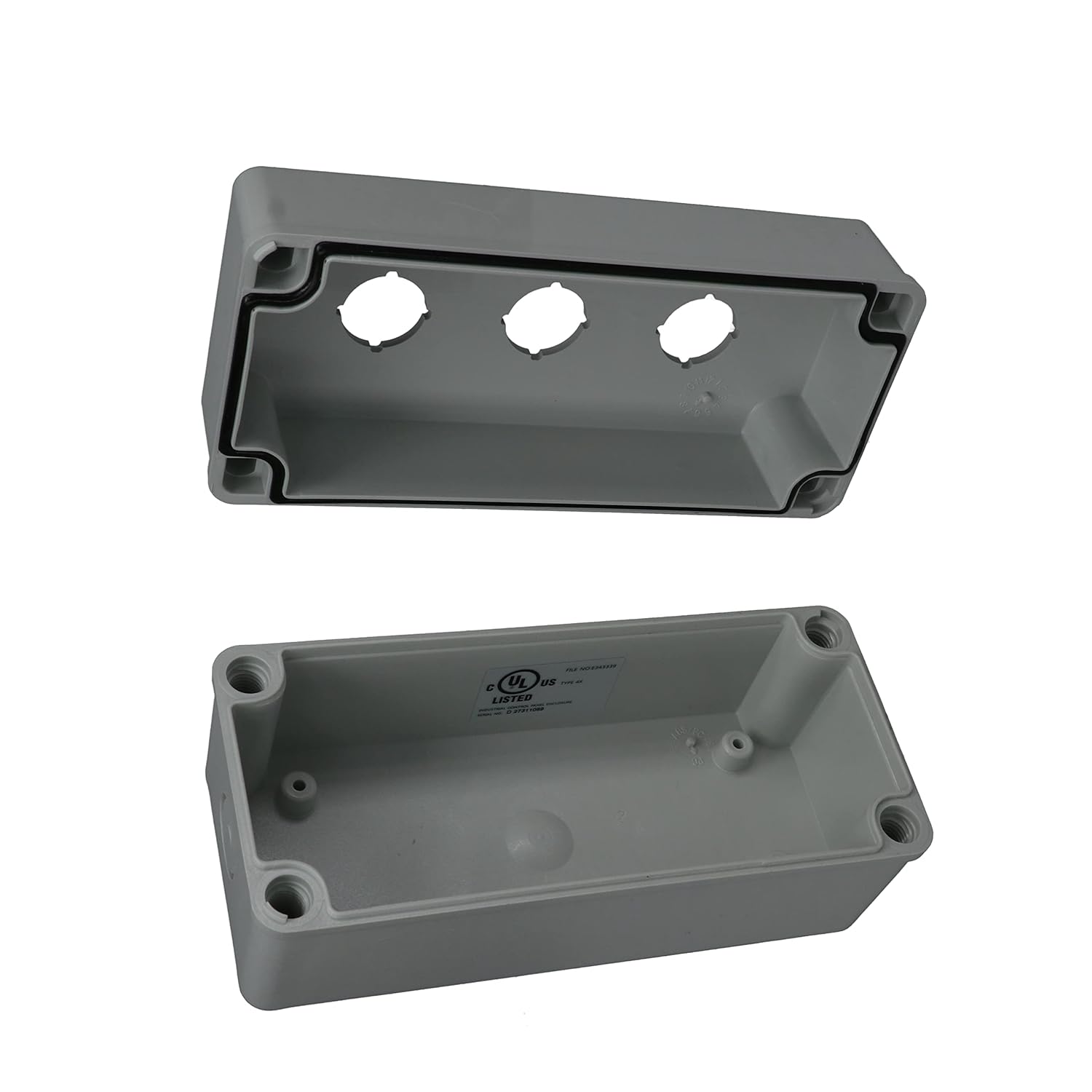 BUD Industries PBB-11819-3 Push Button Enclosure 7.09" L x 3.15" W x 3.35" H, Gray