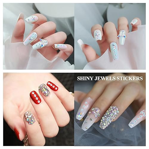 Miniatura 5 de Gemas faciales autoadhesivas para el cabello, gemas de maquillaje, calcomanías de rostro, ojos, uñas, perlas, estrellas, diamantes de imitación,