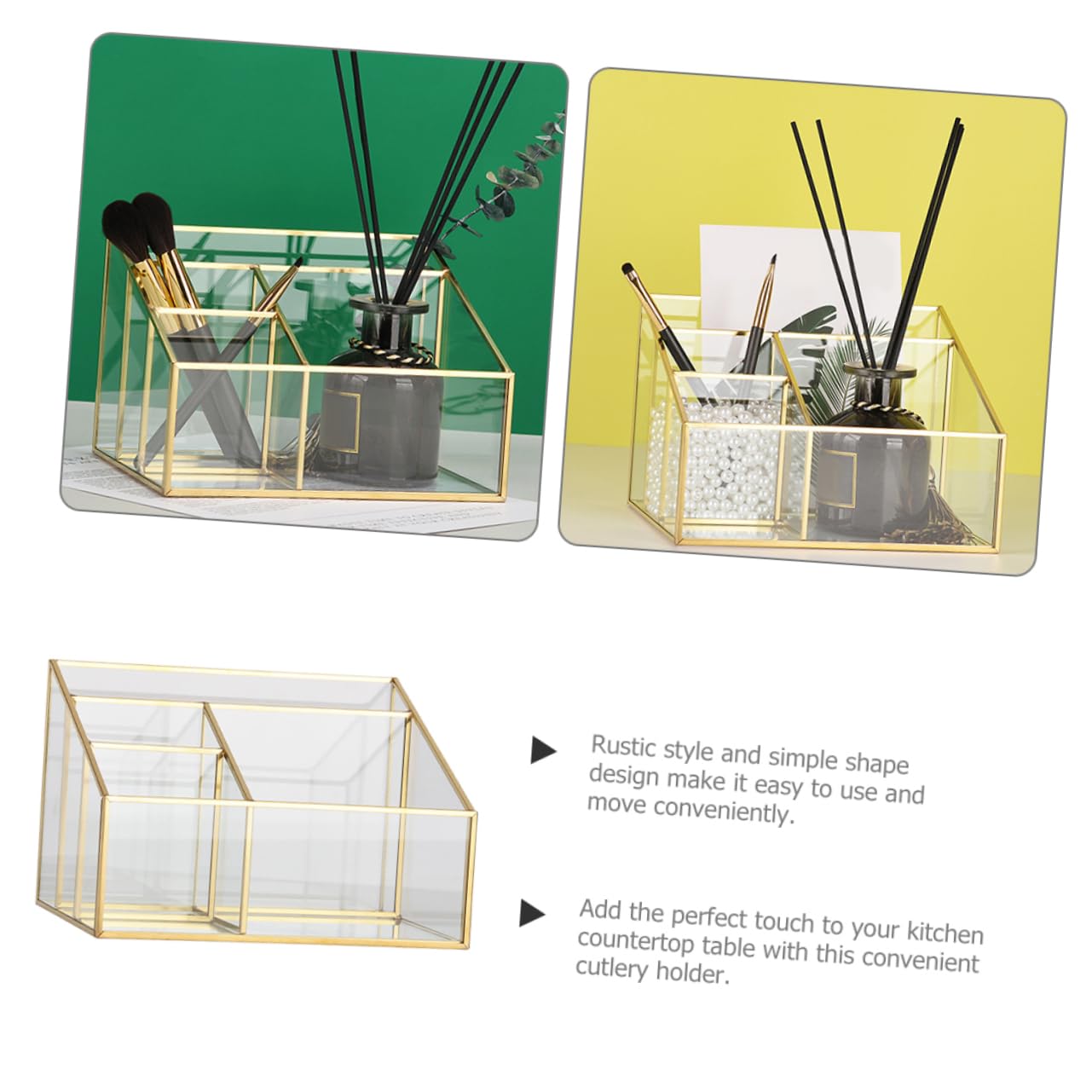 Alipis Organizer Design Raffinato in Lega per Cosmetici in Vetro Cornice Grande Capacità per Pennelli Trucco e Rossetti per Bagno e Salone Professionale