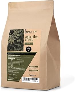 ReaVET Dog Treats with Hemp 500 g, Feel-Good Sticks - Natural Calming & Relaxation for Anxiety or Stress - Dog Treats, Dog Biscuits Made of Hemp Press Cake, Grain-Free & Natural product image