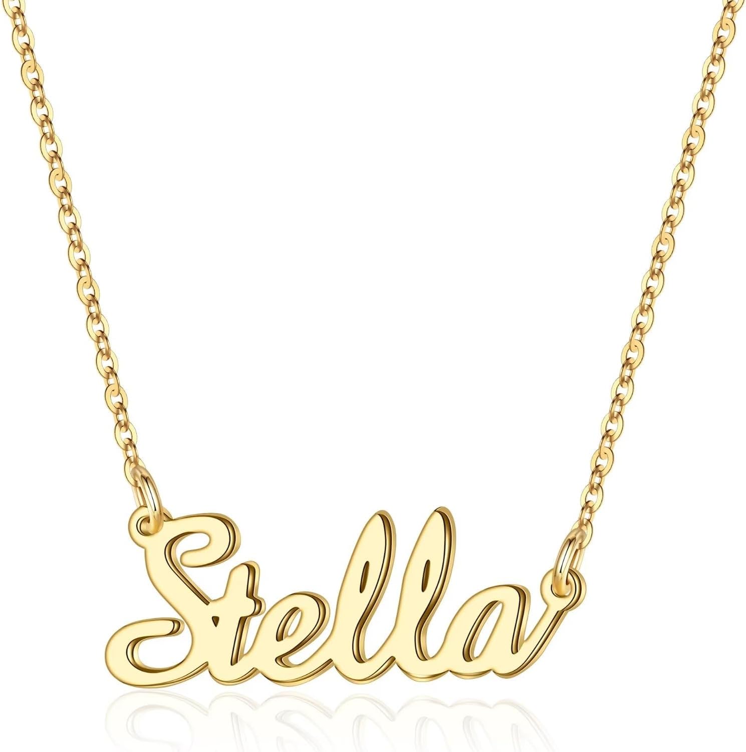 IEFLIFE Custom Name Necklace Personalized, 14K Gold Plated Personalized Name Necklace White Gold Plated Monogram Necklace Personalized Jewelry Name Plate Necklace Gifts for Women
