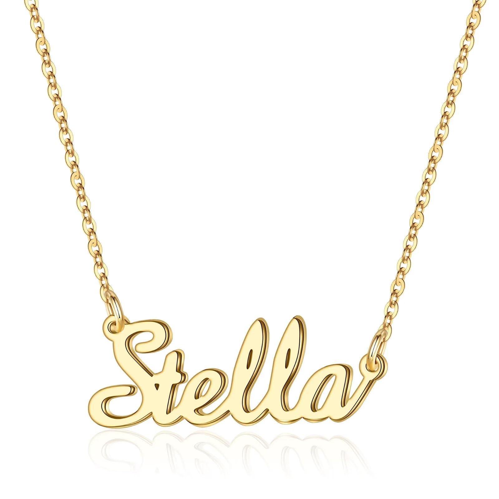 IEFLIFE Custom Name Necklace Personalized, 14K Gold Plated Personalized Name Necklace White Gold Plated Monogram Necklace Personalized Jewelry Name Plate Necklace Gifts for Women