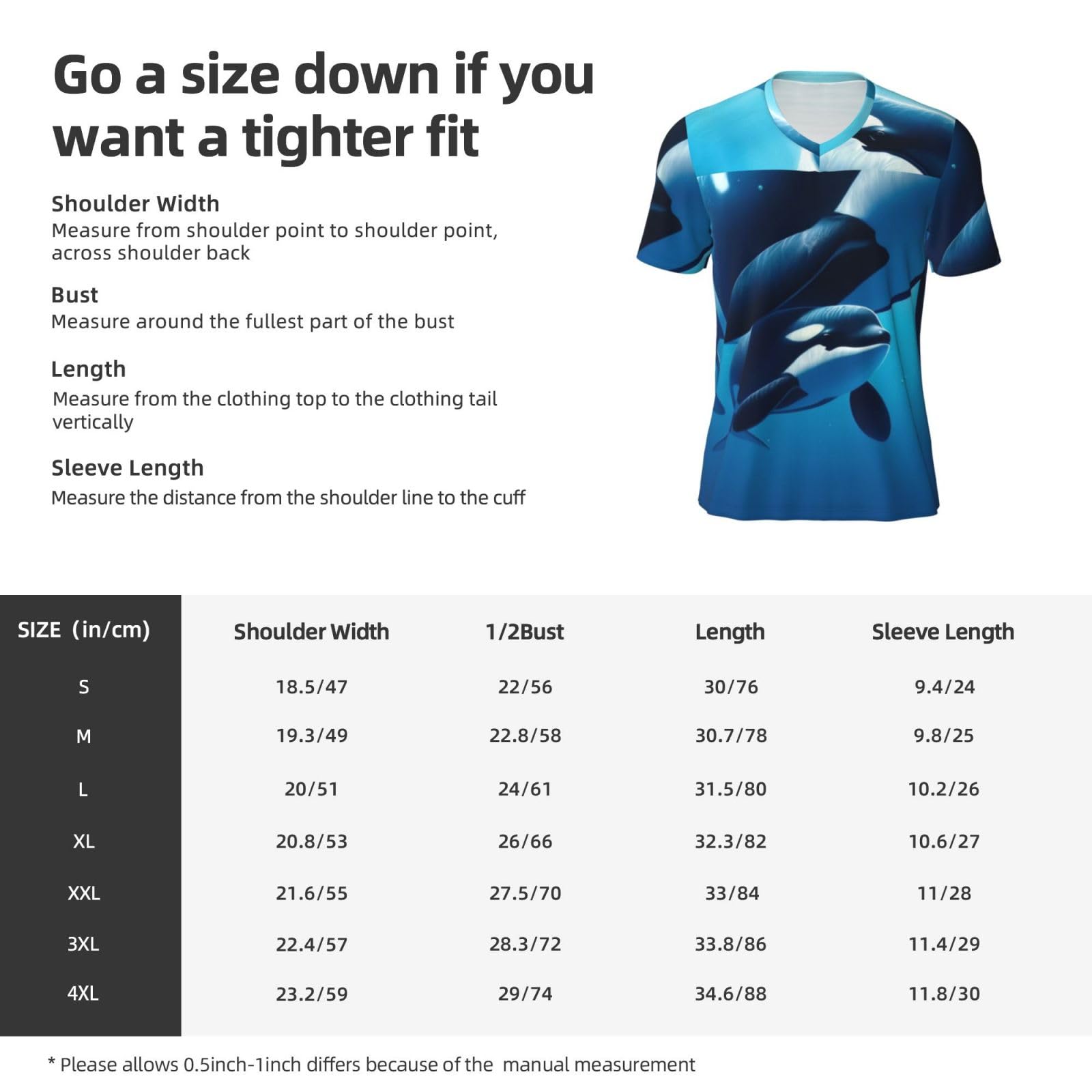 Stylish Athletic Sports Jersey Killer-Whale-Sea Men's Rugby Jersey 3X-Large Black