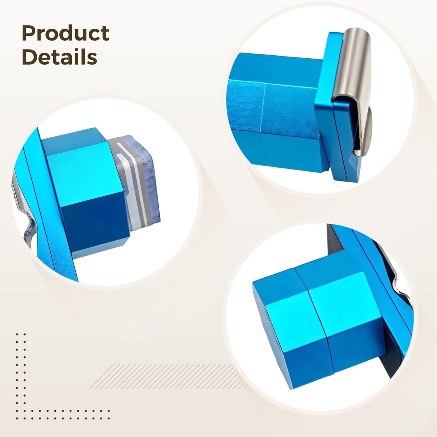 Octagon Design Pool Chalk Holder, Blue Aluminum Clip With Strong Box, Anti-Slip Grooved Top, For Billiards