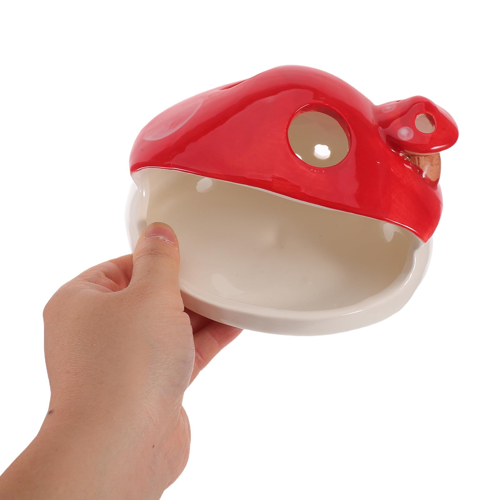 Yardenfun Porta Incienso Protector de Superficies en Forma de Hongo Rojo de Cerámica Acabado Vidriado y Recogedor de Residuos Adecuado para Estudio o Patio Exterior