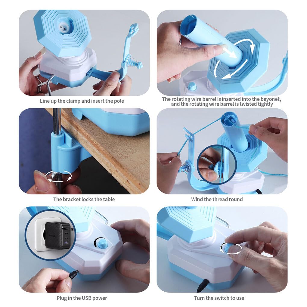 Stufenlose Geschwindigkeit Wollwickler Automatischer Garnknäuelwicklerhalter Elektrischer Garnknäuelwicklerhalter Große Kapazität 10oz, ROSA
