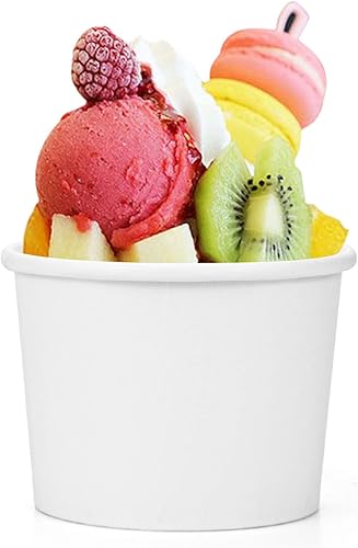 Miniatura 2 de Hedume Paquete de 75 tazas de helado con 75 tapas, cuencos de papel desechables de 8 onzas para postre para alimentos calientes y fríos, sopa,