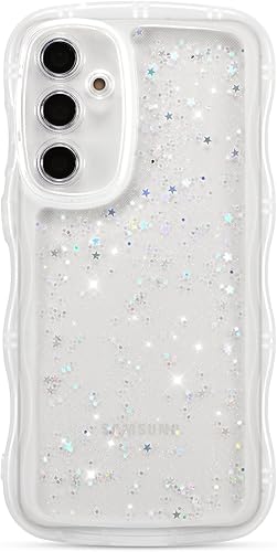 Miniatura 29 de ZTOFERA Funda protectora para Samsung Galaxy A14 4G/5G de 6.6", ondulada, con brillantina de estrella, poliuretano termoplástico transparente, suave