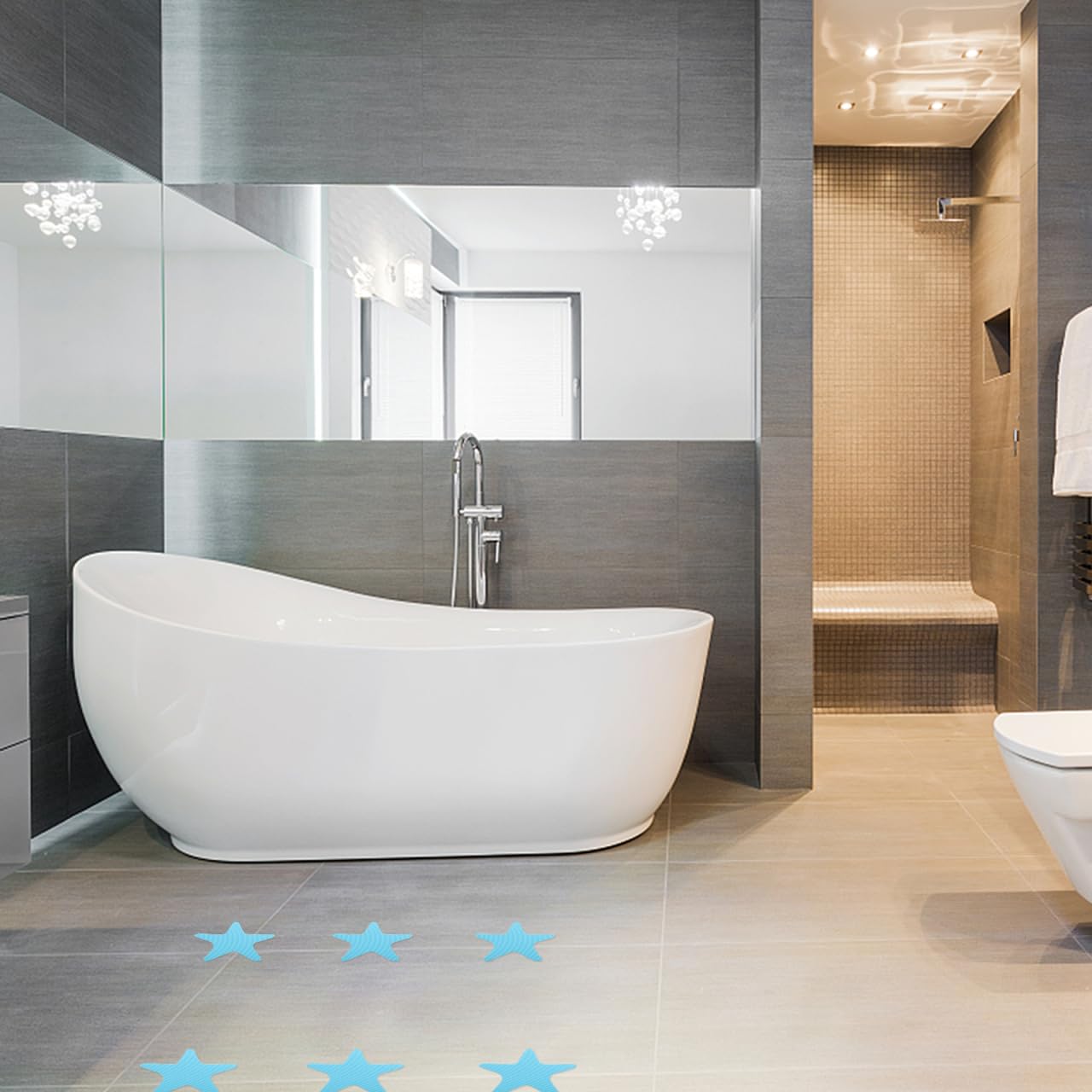 DOITOOL Adesivo Antiscivolo per Vasca da Bagno 3.1X3.3 Pollici Nastro Antiscivolo Sicurezza per Doccia Scale E Piscina Facile da Applicare 20 Pezzi