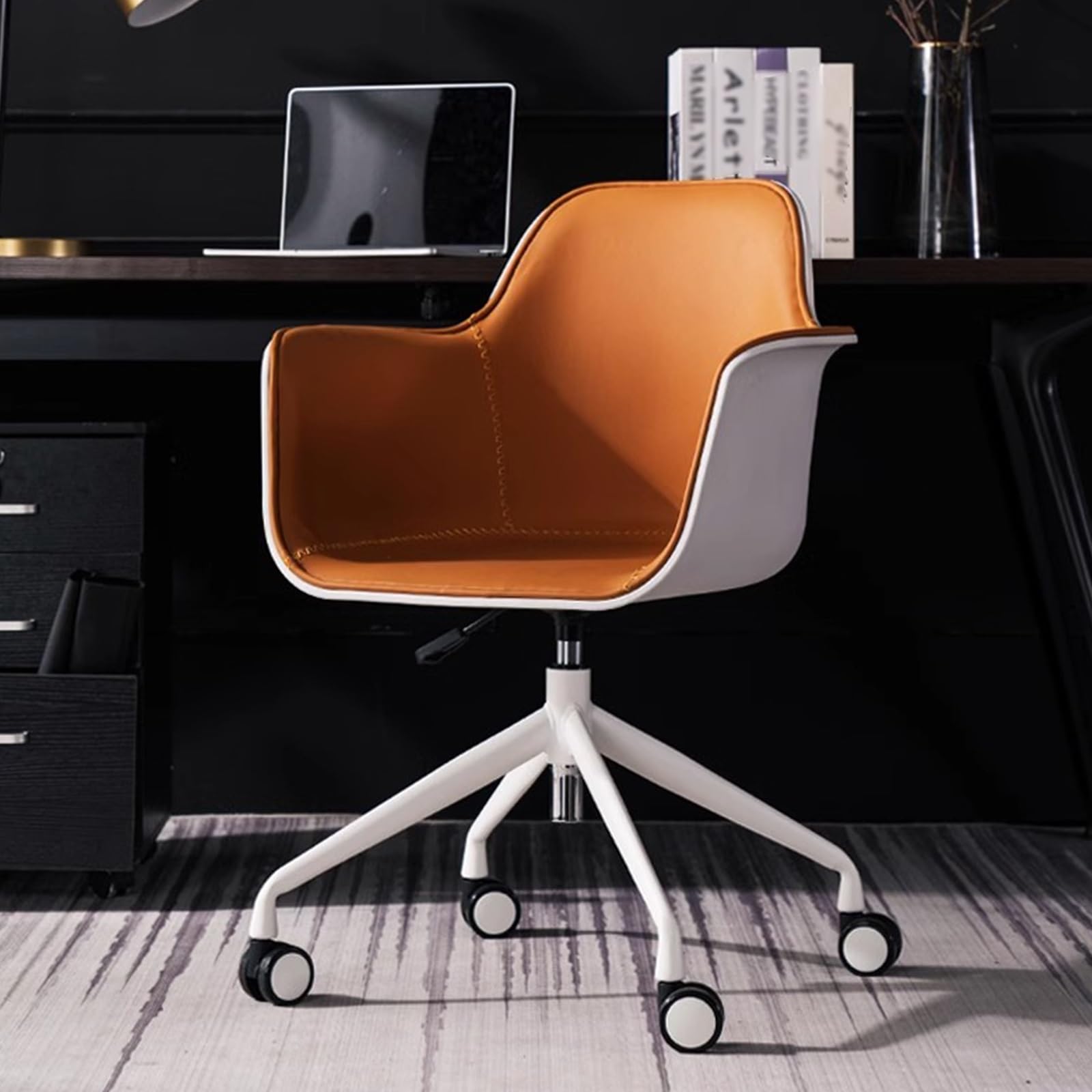 Ergonomiczne krzesło biurowe, nogi ze stali węglowej, nośność 250 kg, idealne do domowego biura i sypialni, stylowy szaro-biały design