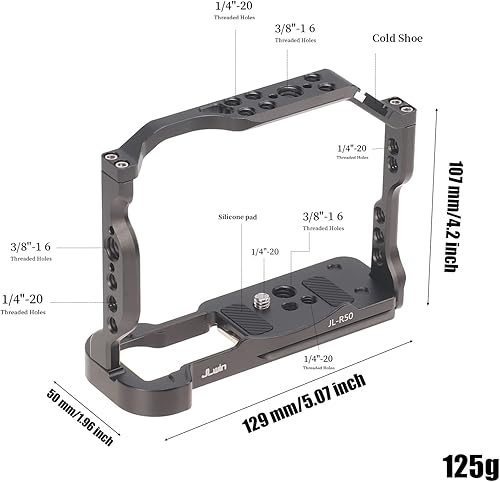 Miniatura 2 de FocusFoto Jaula para cámara con mango superior Kit de agarre para cámara Canon EOS R50 sin espejo, estabilizador de video de aluminio con riel OTAN,