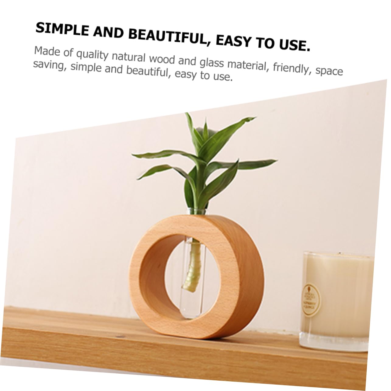 SOLUSTRE 5 Stück Holzständer mit Glasvase für Tischdeko für Blumenarrangements für Zuhause und Büro für Hochzeitsfeiern
