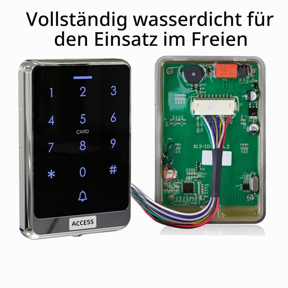 YAVIS Kompletter Satz des Wasserdichten RFID-Touchscreen-Zugangskontrollers IP68180KG elektromagnetisches Schloss, DC 12V 3A Netzteil, Ausgangstaste, 10 Schlüsselanhänger X13