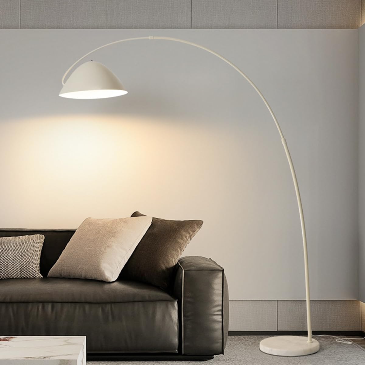 HGJHJJHK Nordic Cream Style Floor Lamp 70.9" Arc Adjustable Floor Lamps Metal Tall Standing Lamp Home Decor Pole Lamp Over Couch Arched Reading Light for Office Nursery Room Corner