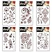 Adecco LLC 6 Sheets Flower Temporary Henna Tattoos, Fashion Flash Women Tattoo, Henna Stickers, Waterproof Red Ink Body Art Stickers