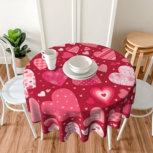 Vista 241 de AEIOAE Mantel cuadrado para el día de San Valentín de 60 x 60 pulgadas, mantel de corazones de amor, mantel de San Valentín, tela de poliéster