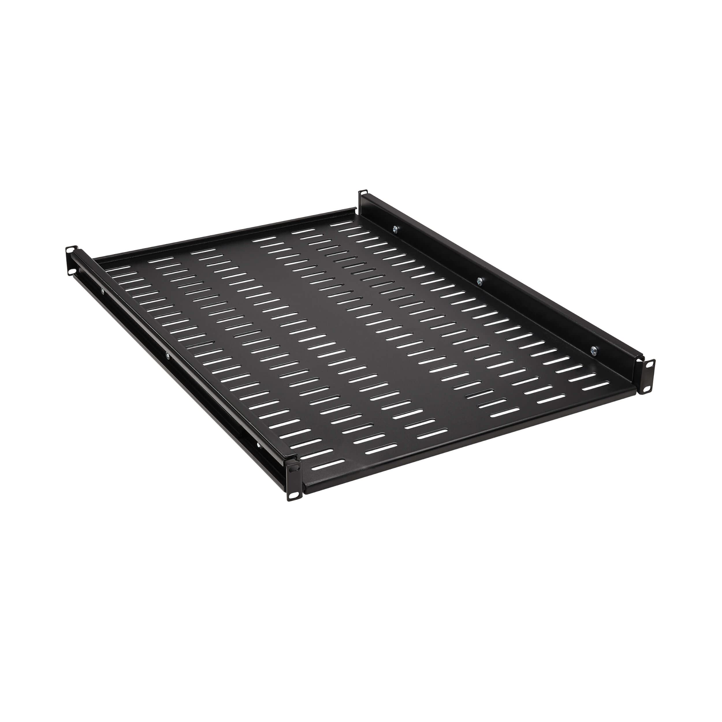 Tripp Lite 1U Adjustable Deep Rack Shelf, Adjust from 25 in to 40.75 inches, Black Steel, Vented Airflow Design, Mount Hardware Included, 250 lb / 113 kg Capacity, 5-Year Warranty (SRSHELF4PHDVENT)