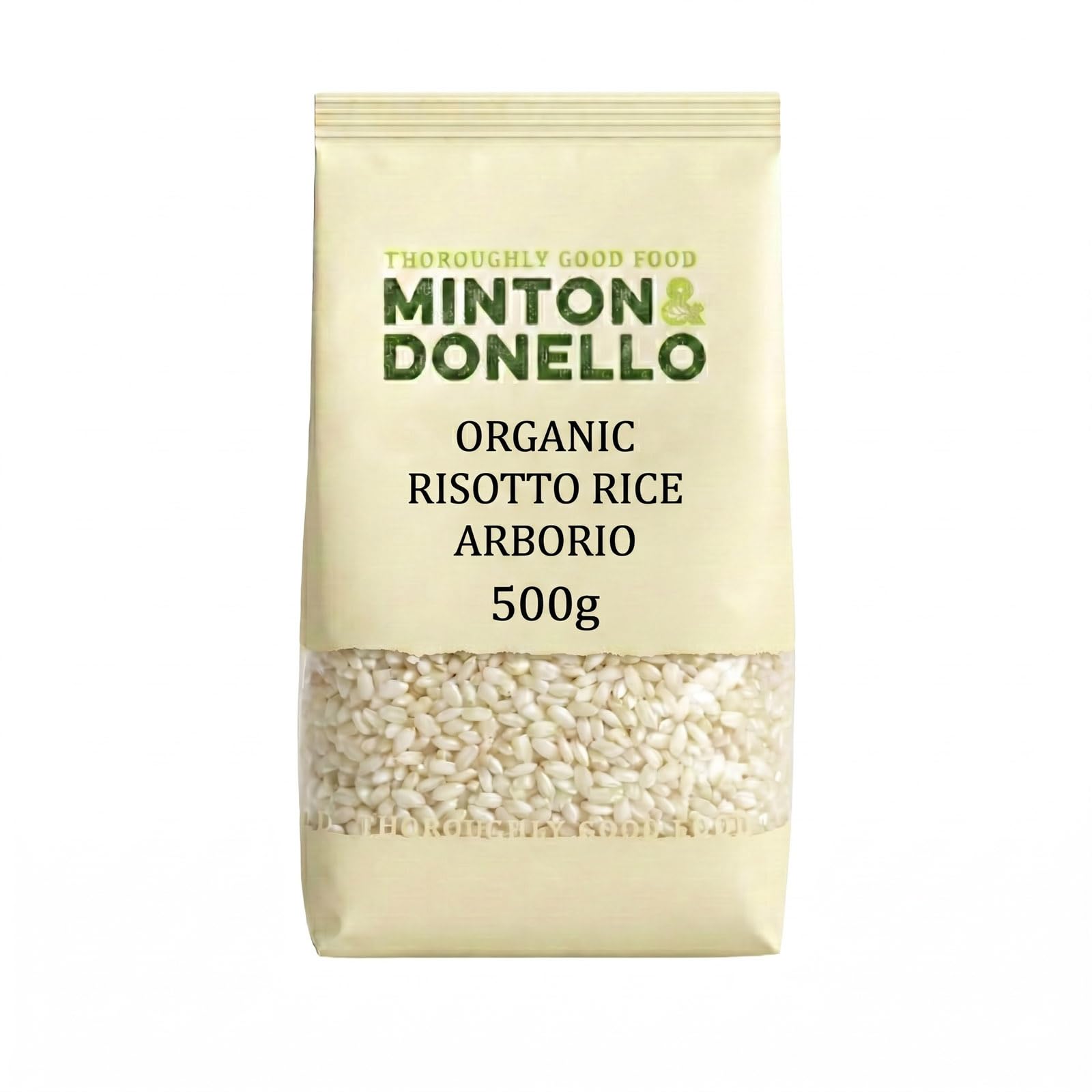 Minton & Donello Organic Arborio Risotto Rice 500g - Italian Short Grain Rice for Creamy Risotto, Arancini & Rice Pudding, Adds Rich Texture, Classic One Pot Meals with Mushrooms, Chicken & Veg