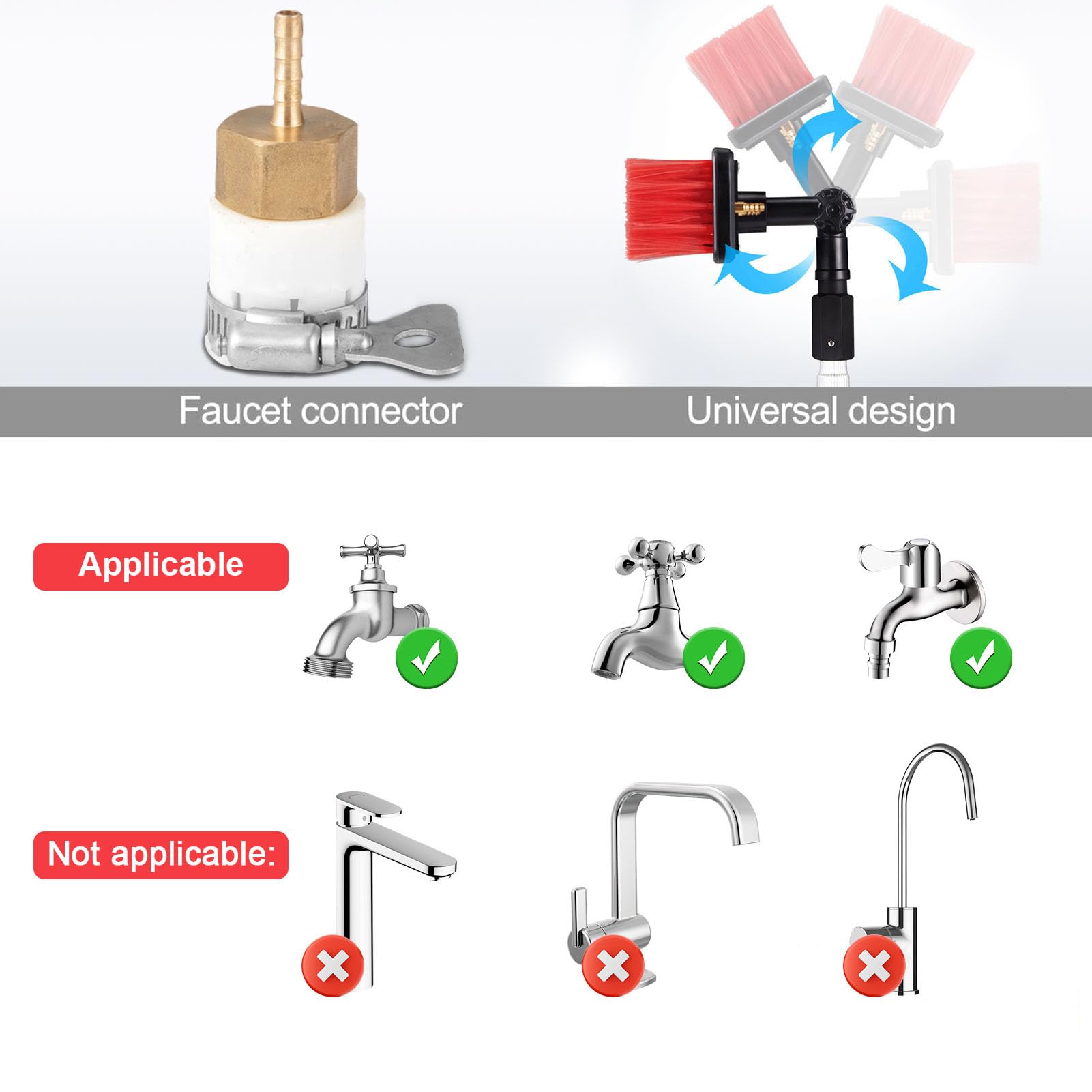 Kit de Limpieza de Ventanas con Suministro de Agua, Extensible de 3 a 12 m - Cepillo y pértiga de Gran Alcance para techos, Ventanas, Coches y Suelos - Cepillo de 35 cm Ideal para