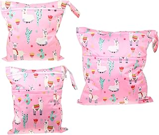 SHOWERORO 3 Pçs Saco De Fraldas Impresso Fraldas De Bolso Molhado Tote Organizador Zíper Bolsa De Fraldas Pano Sacos De Fraldas Saco De Fraldas Portátil Saco De Enfermagem Sacos De Cuidados