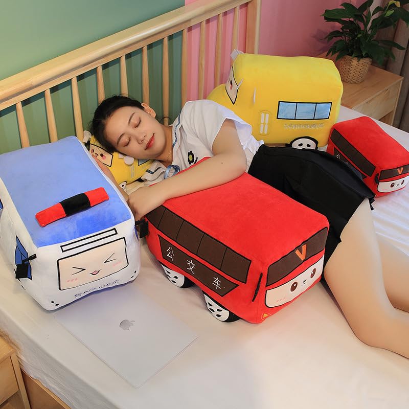 Image of Car Plush Toy Soft Stuffed Car Plush Pillow Toy CuteTractor Cartoon Throw Pillow Plushie Gifts for Kids Birthday Christmas Party (Bus)
