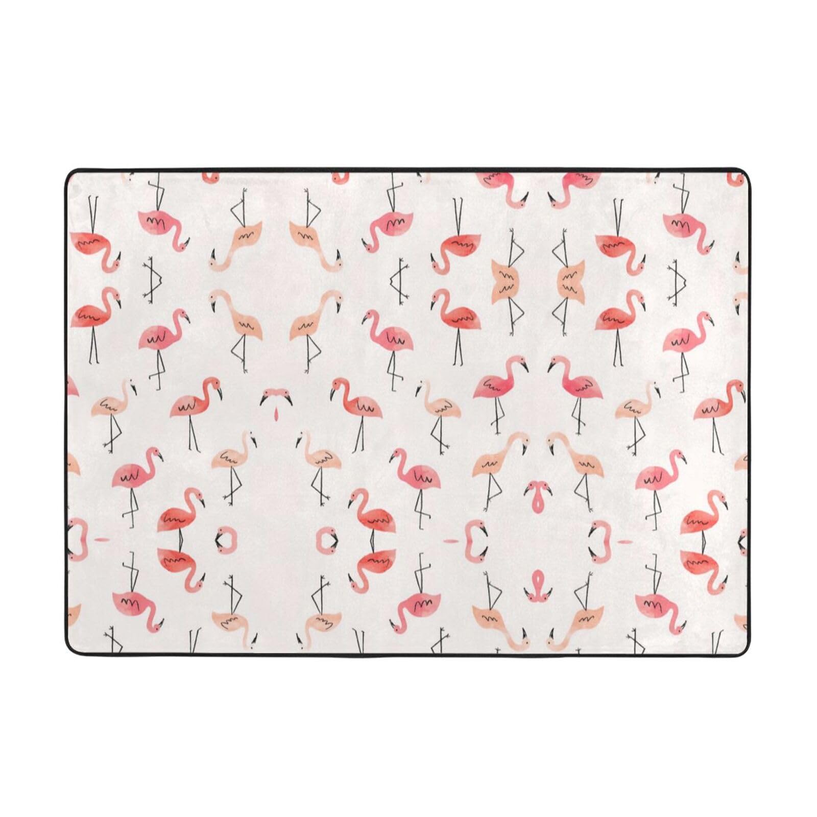 Tapis flamant rose grande taille 203x147 cm pour salon moderne