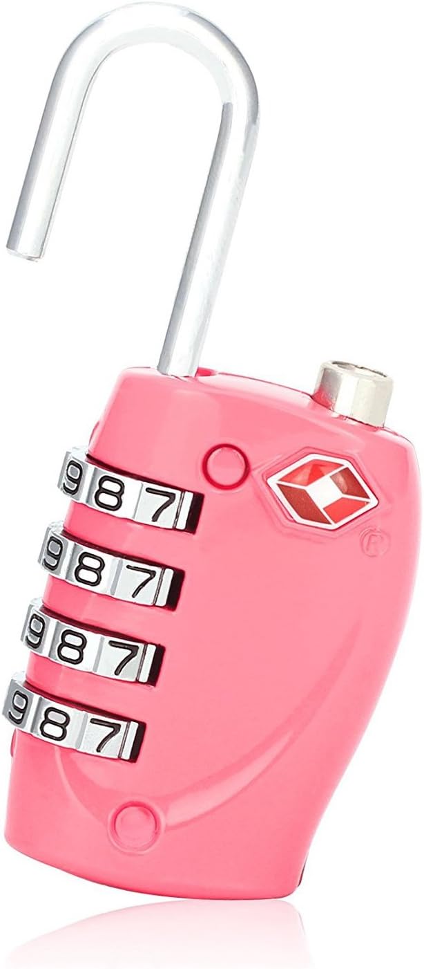 1 Pack TSA Approved Travel Combination Luggage Lock for Suitcase Pink