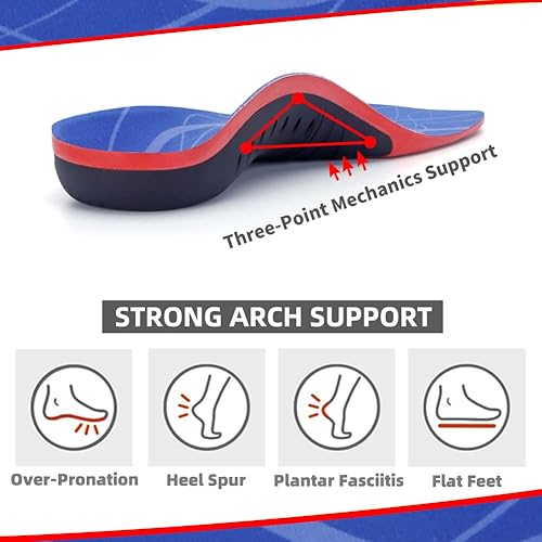 Miniatura 3 de Plantillas para fascitis plantar para mujeres y hombres, plantillas de soporte de arco para pies planos, espolones de talón y estar de pie todo el