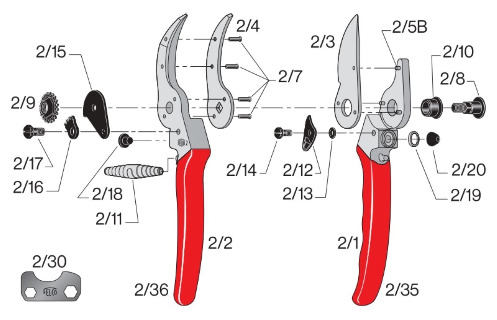 Felco Ersatzteilset (Bolzen und Mutter geeignet für Felco 2, Ersatzteilset für Baum-, Reb- und Gartenscheren, langlebig und robust) 2/90