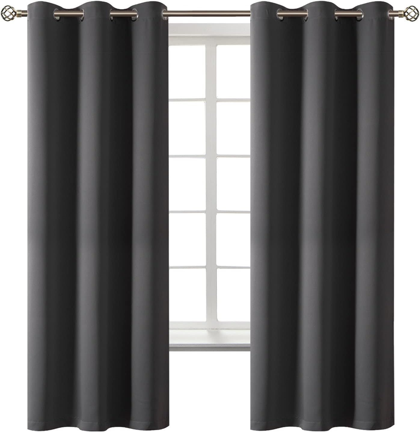 BGment Dark Grey Blackout Curtains for Bedroom, Black Out Curtains 63 Inch Long Thermal Insulated Sunlight Blocking Window Treatment Drapes, Set of 2 Panels, 42 x 63 Inch