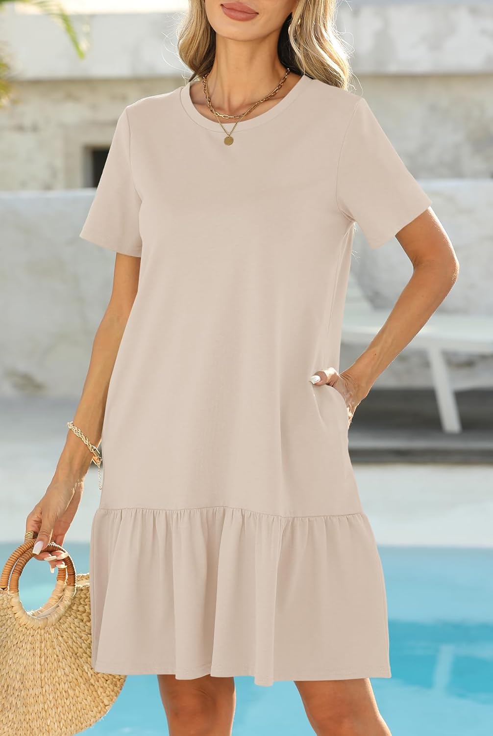 MITILLY Women's Casual Summer T Shirt Dress 2026 Striped Loose Short Sleeve Tunic Dress with Pockets - Image 4