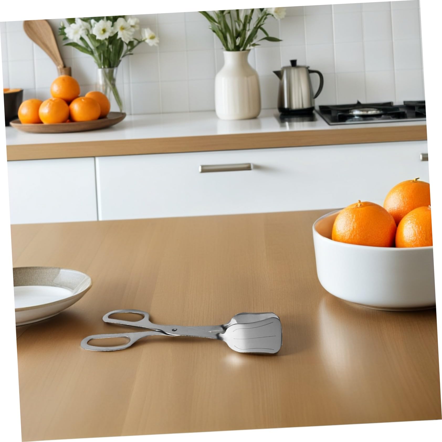 2pezzi Pinze per Alimenti in Acciaio Inox Manico Forbice di Pinze da Buffet per Servire Pane e Insalata Utensili da Cucina Resistenti al Calore