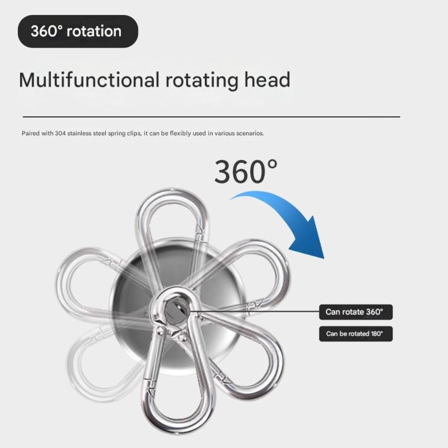Swivel Magnetic Hook, Heavy Duty Magnet Hook with 304 Stainless Steel Clasp, 360° Rotating Magnetic Hanger for Home, Office and Garage Use (S)