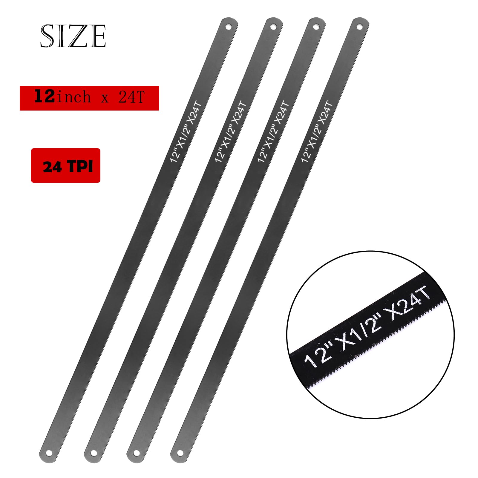 20 Stück 12Inch x 24 T Metallsägeblätter Handsägeblätter 300 mm HCS aus Hartstahl für Gärtner PVC-Rohre Holzsägen Stahl Edelstahl