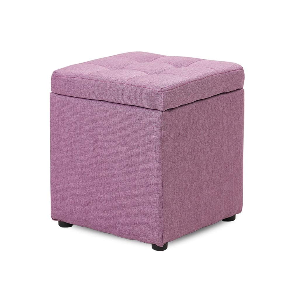 Pouf tabouret de rangement en tissu et banc à chaussures orange pour salon