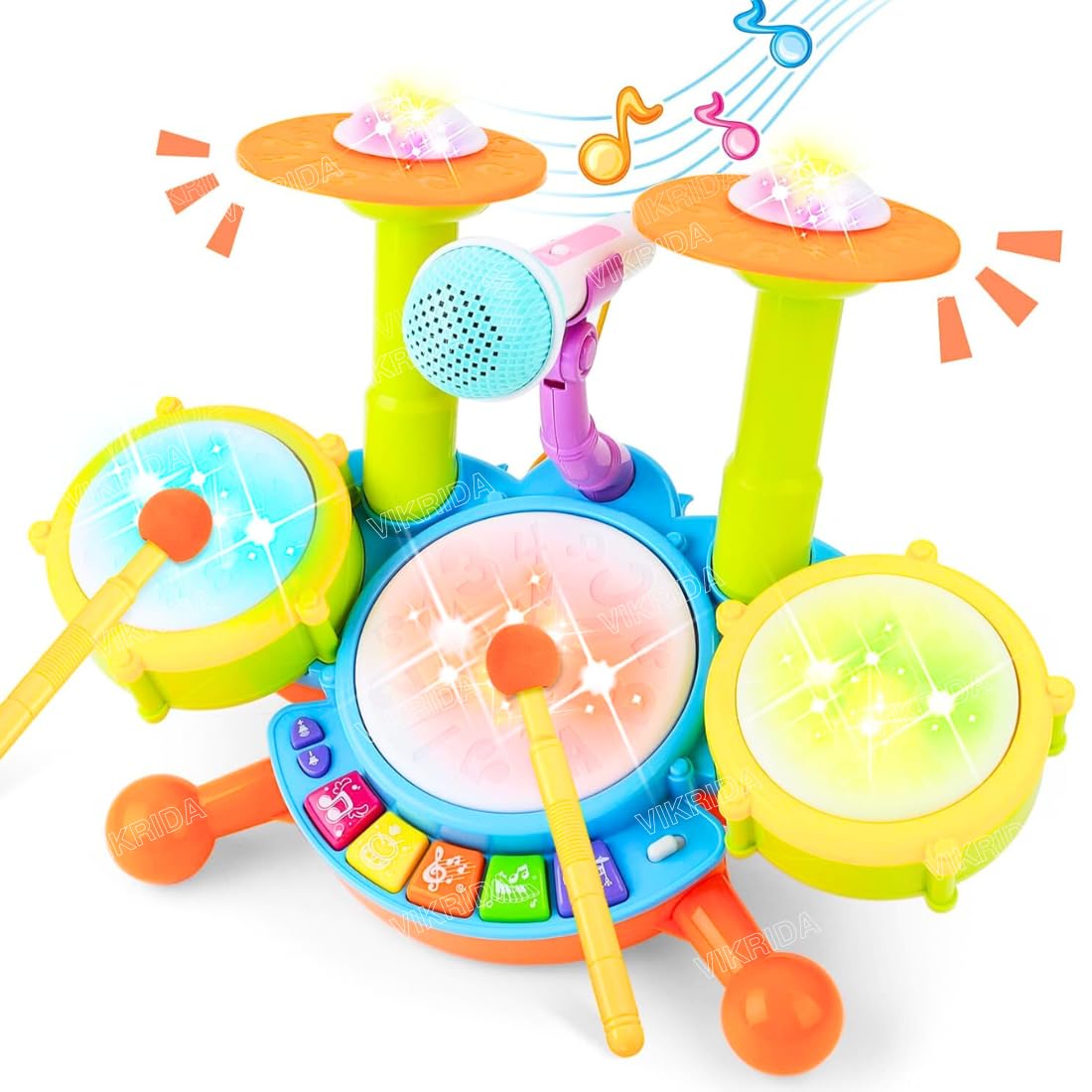 See full amazon price history chart for VikriDA Baby Drum, Percussion Set for Beginners, with 3 Drums and Microphone, 18 Songs, 2 Drumsticks, Sound and Light Effects, Toys for Boys and Girls VikriDA Baby Drum, Percussion Set for Beginners, with 3 Drums and Microphone, 18 Songs, 2 Drumsticks, Sound and Light Effects, Toys for Boys and Girls (B0D59YXGXB) Amazon Price History, Amazon Price Tracker