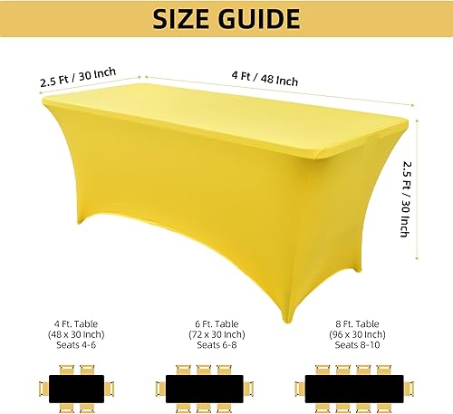 Miniatura 123 de Paquete de 2 Cubiertas de Mesa de Spandex Negro de 6 pies para Mesas Plegables Rectangulares Estándar - Manteles Elásticos Resistentes a las Arrugas