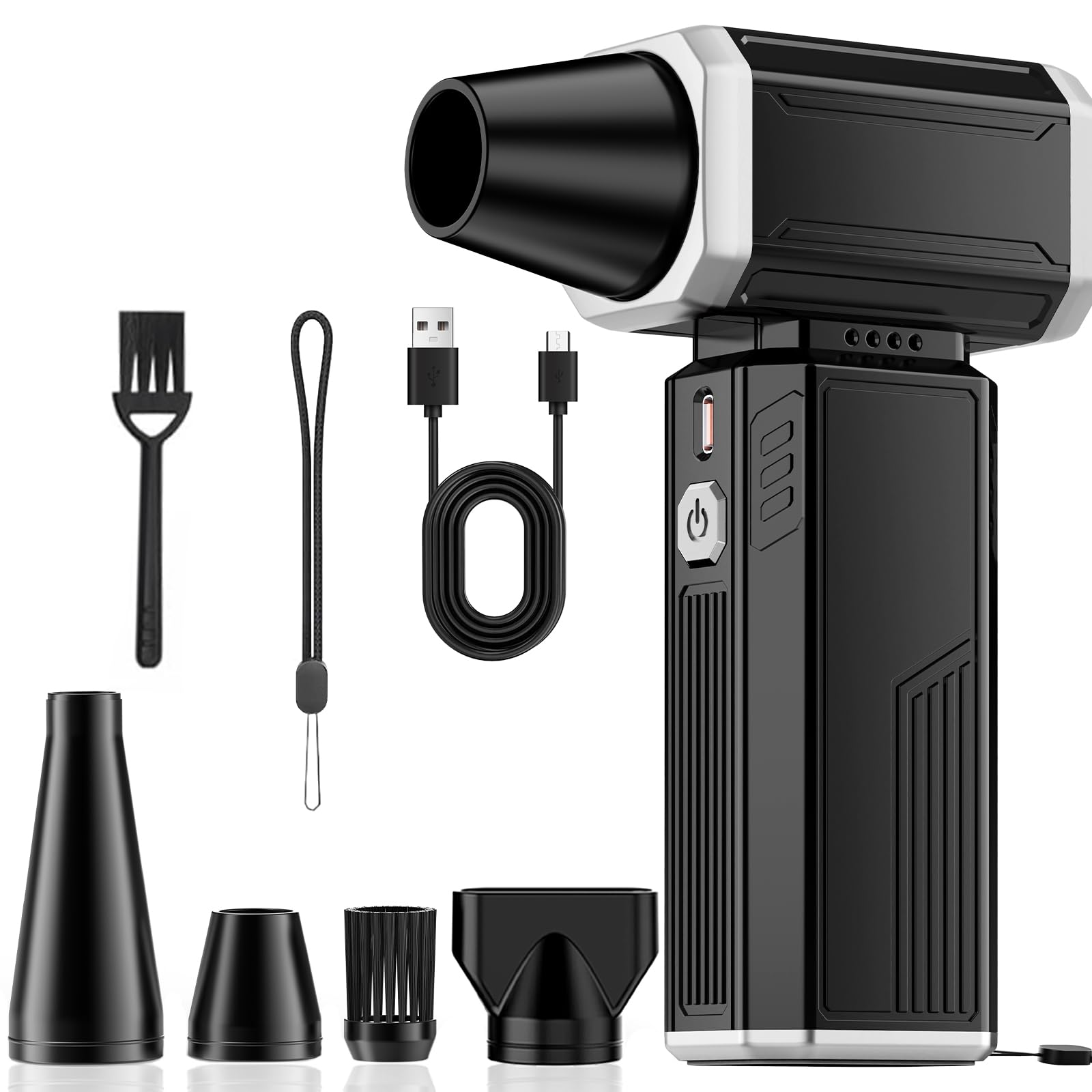 Compressed Air Duster, Super Power Adjustable Speed Cordless Air Duster Turbo Mini Blower with Rechargeable for PC Cleaning Kit Keyboard Cleaner Dust