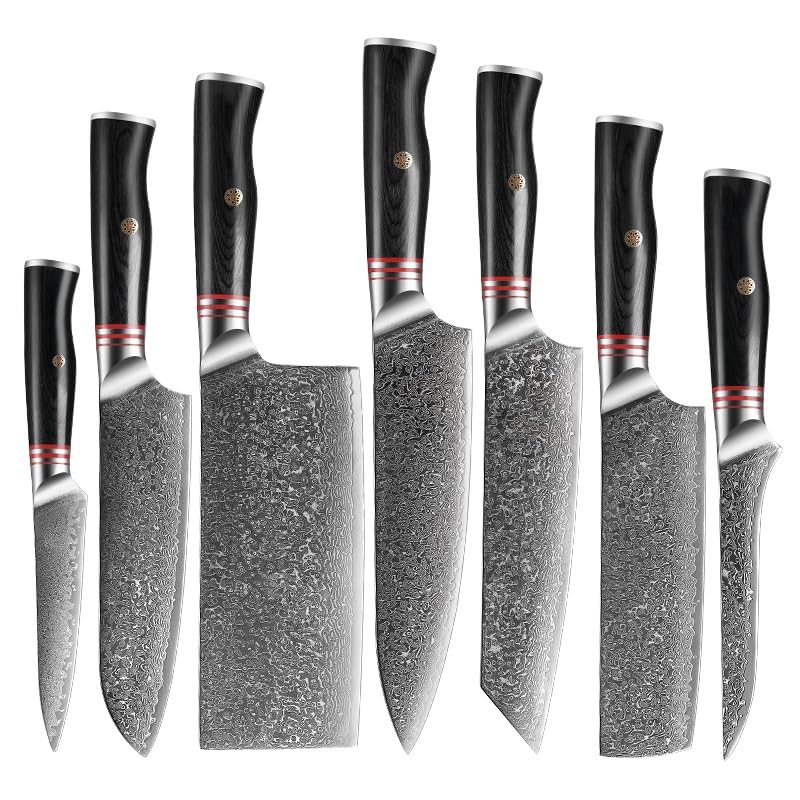 Set de Cuchillos Cocina 7 Piezas Acero Damasco