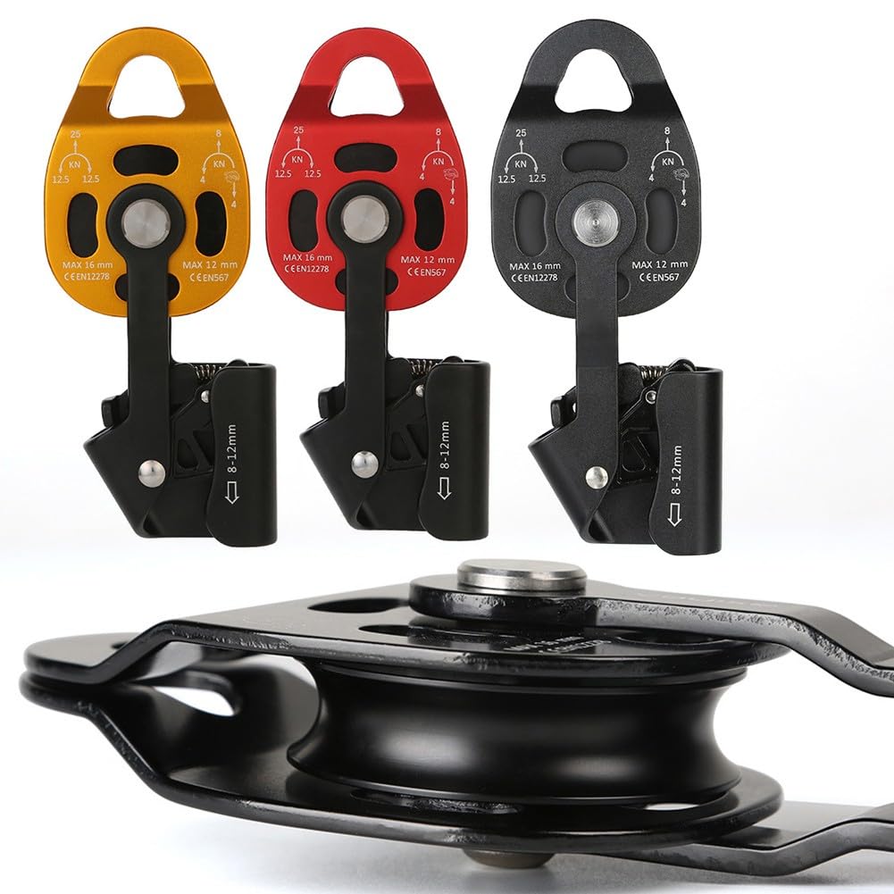 Robuste Aluminium-Riemenscheibe zum Heben, 25 kN statische Tragfähigkeit, SingleDirectional Ratschenzug, kompatibel mit 812 mm Seil, ideal für schwere Objekte