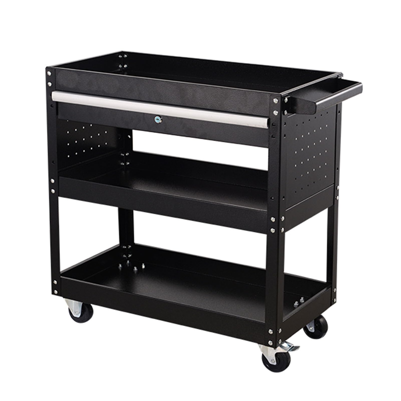 Tool Cart,3 Tier Rolling Tool Cart with Drawers,Heavy Duty Steel Utility Cart 660lbs Load Capacity for Garage Warehouse and Repair Shop (Size : Style 2)