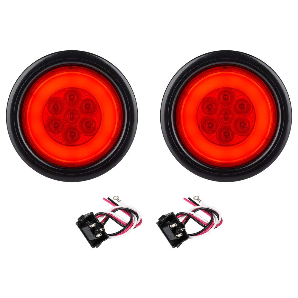 Lumitronics RV HALO LED 4 Inch Sealed Round Stop/Turn/Tail Lights (Red Pair)