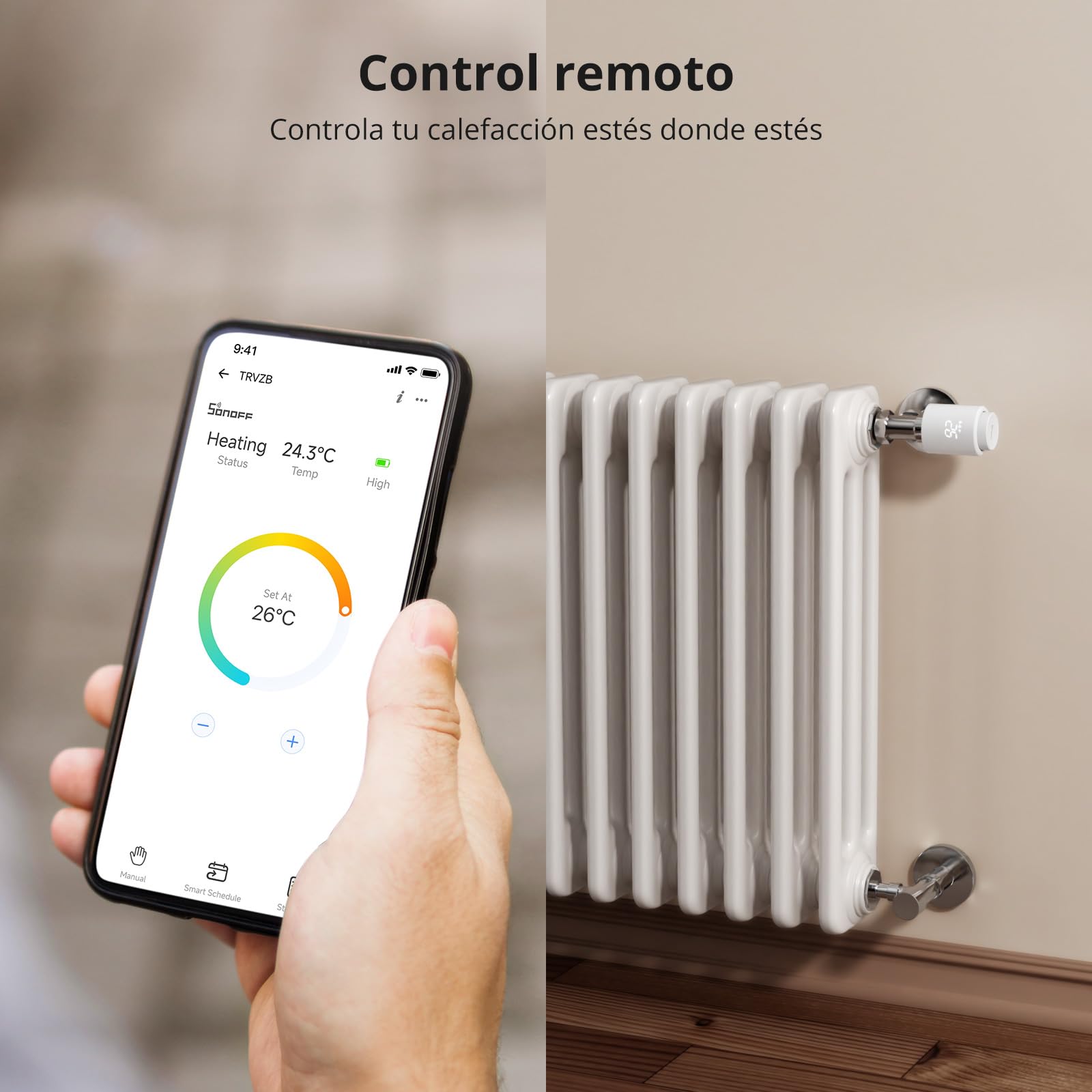 SONOFF Cabezal Termostático Inteligente Zigbee para Válvula Termostática de Radiador 1pcs. Regulador de Temperatura, Pantalla LED, Requiere Zigbee 3.0 Hub. Control por Voz